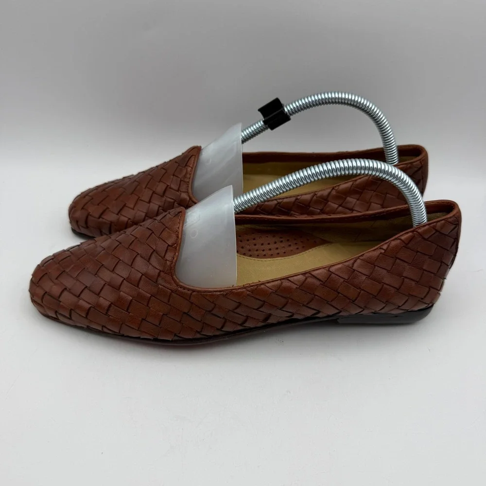 Robert Zur Woven Leather Loafers Mens Size 9 Brown Intrecciato Slip On Shoes